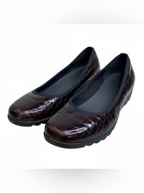 Josef Seibel AirPed Plus Patent Leather Croc Print Wedge Comfort  6-6.5 EU 37